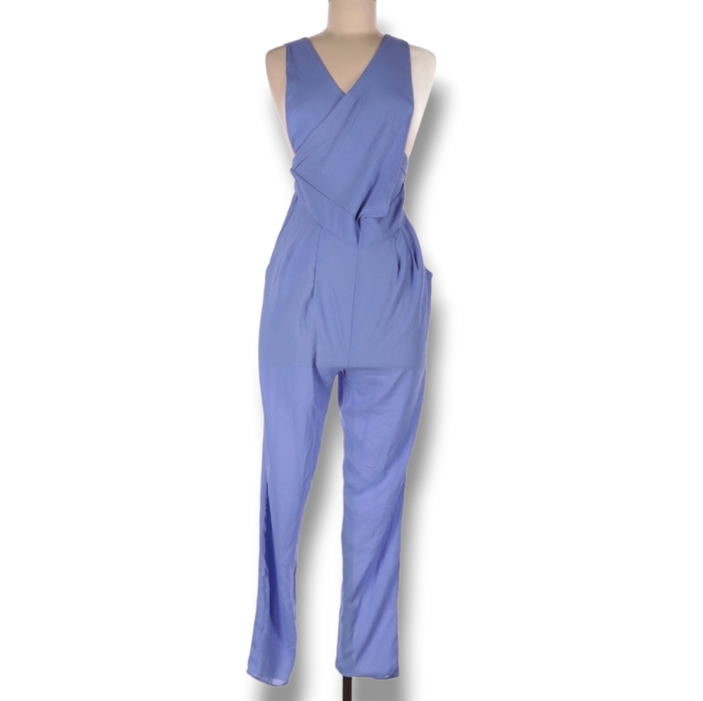 For Sienna Jumpsuit Size‎ M Cornflower Blue Sleeveless V-Neck Straight Leg